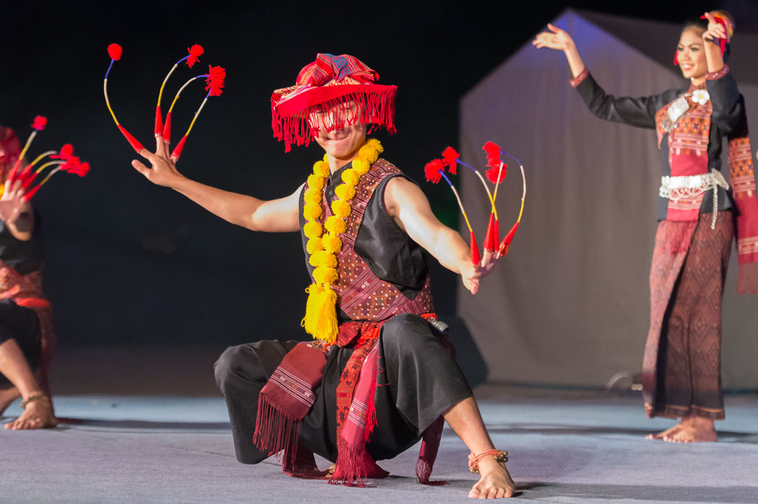 Indonesian artist wearing traditional costume performing at the Hue Festival 2014, Thua ThienâHue Province, Viet Nam, Indochina, South East Asia.