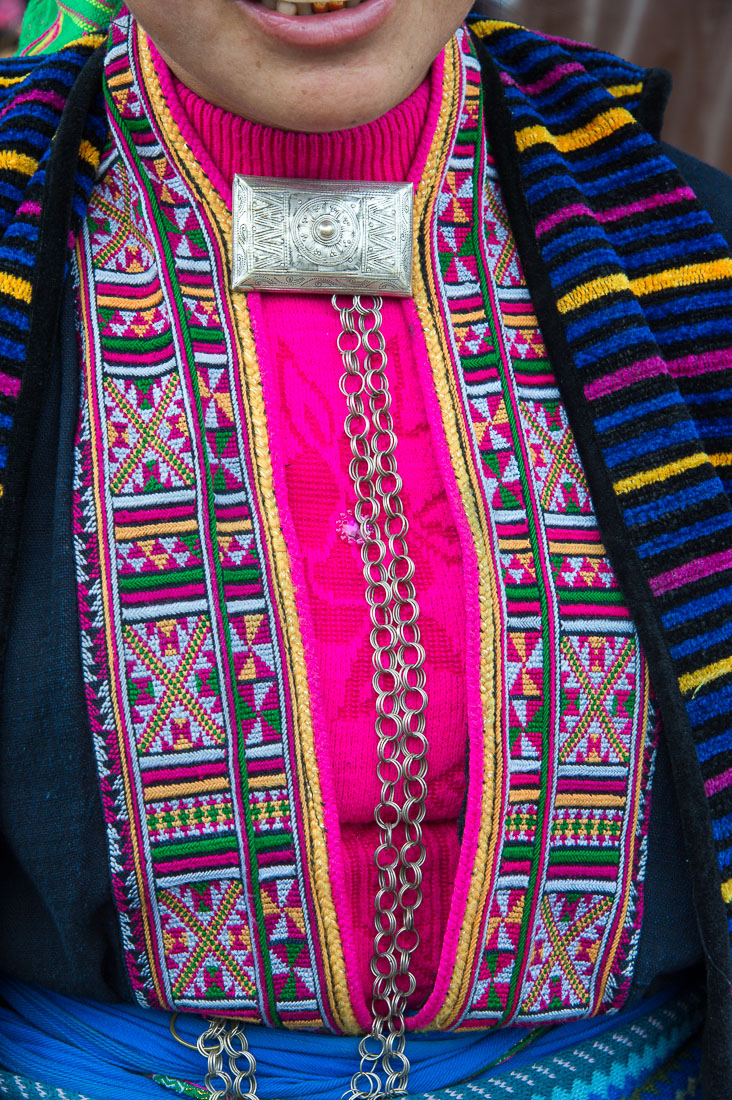 Woman from the Dao people ethnic minority group, wearing traditional clothes. Dong Van market, Ha Gang province, Viet Nam, Indonesia, South East Asia