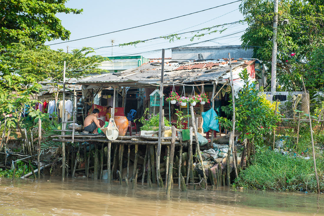 A shak on the Mekong river delta. Viet Nam, Indochina, South East Asia.