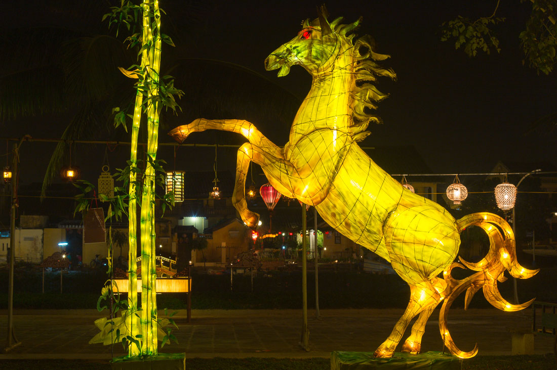 Display of artistic lanterns during the 2014 Tet lunar year celebration. Hoi An, Quang Nam Province, Viet Nam, Indochina, South East Asia.